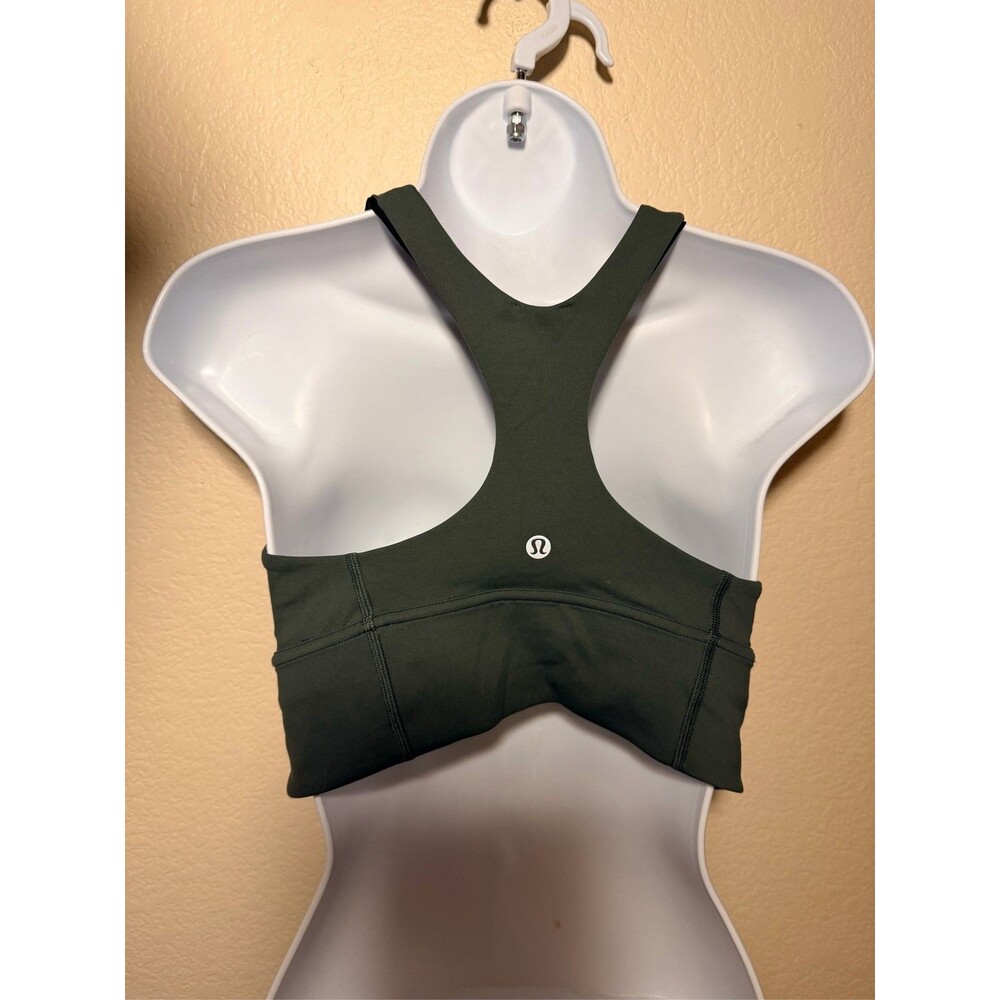 Lululemon Wunder Train Longline Sports Bra Olive Green Size 8 athleisure